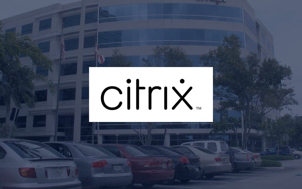 Citrix logo over a photo of the company