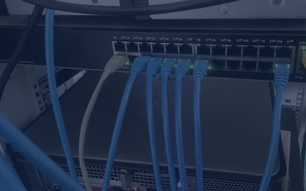 Network cables connected to a switch
