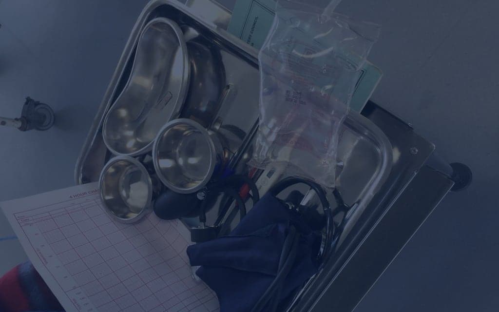 Medical tray on a trolley