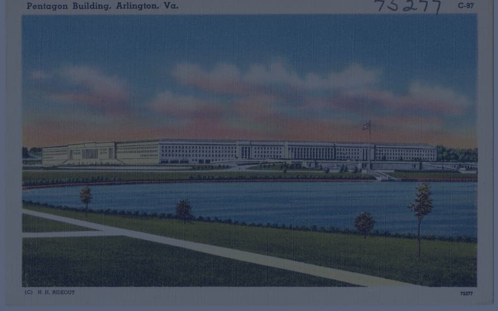 Aerial view of the Pentagon building in Arlington, Virginia