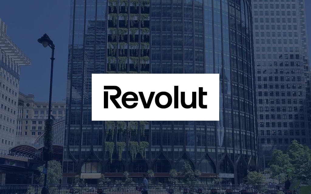 Revolut logo over a photo of the company